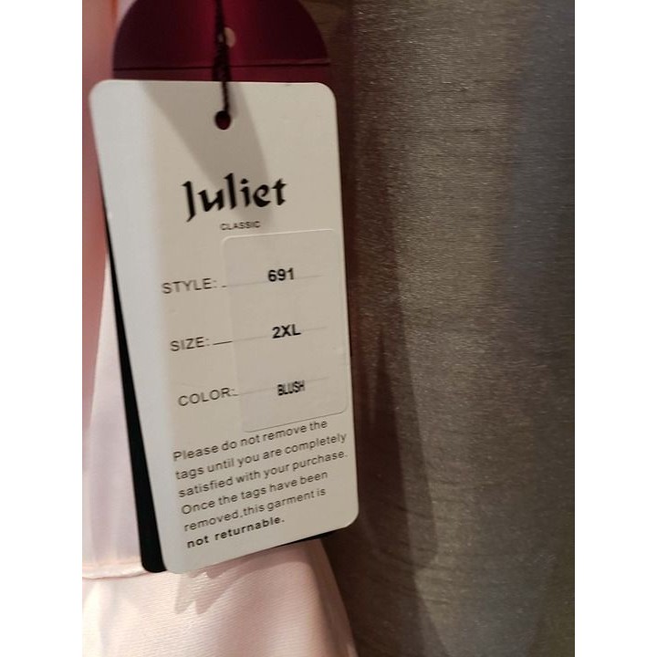 Nwt Size Xxl/2x Sleeveless V Neck Bow Back Gown By Juliet 691 Blush Pink — image 5 of 6